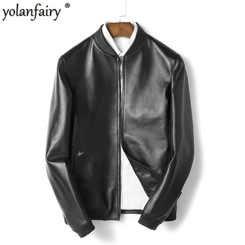 Новинка 2020 куртка из натуральной кожи мужская овечьей на весну и осень бомбер
