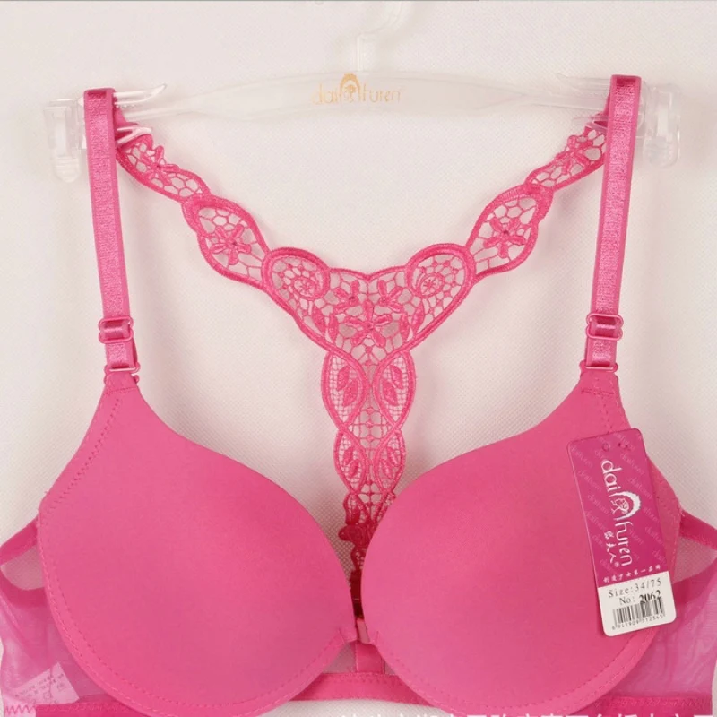 Бюстгальтер пуш-ап с застежкой спереди красивый пикантный однотонный хлопковый