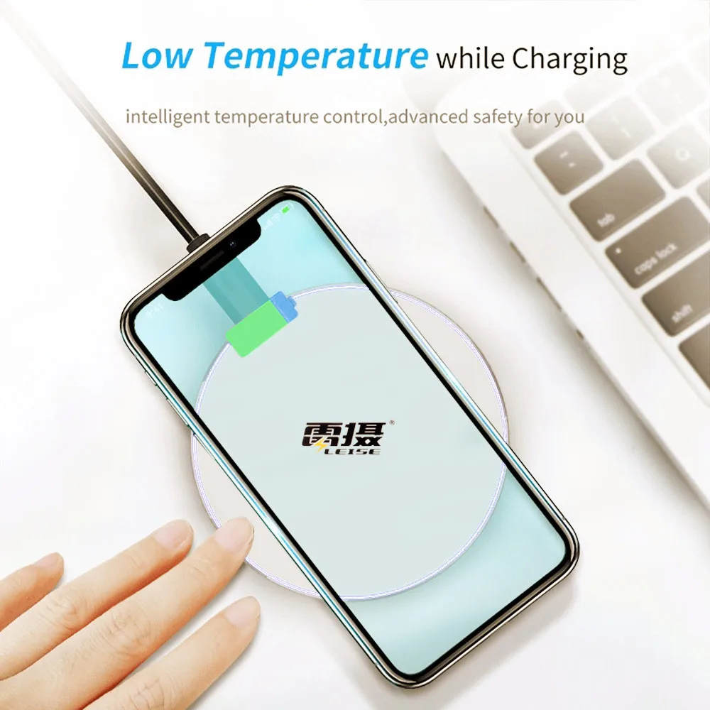 Leise Беспроводное зарядное устройство 10 Вт Быстрая зарядка QC 3 0 QI для Iphone 11 XR XS max