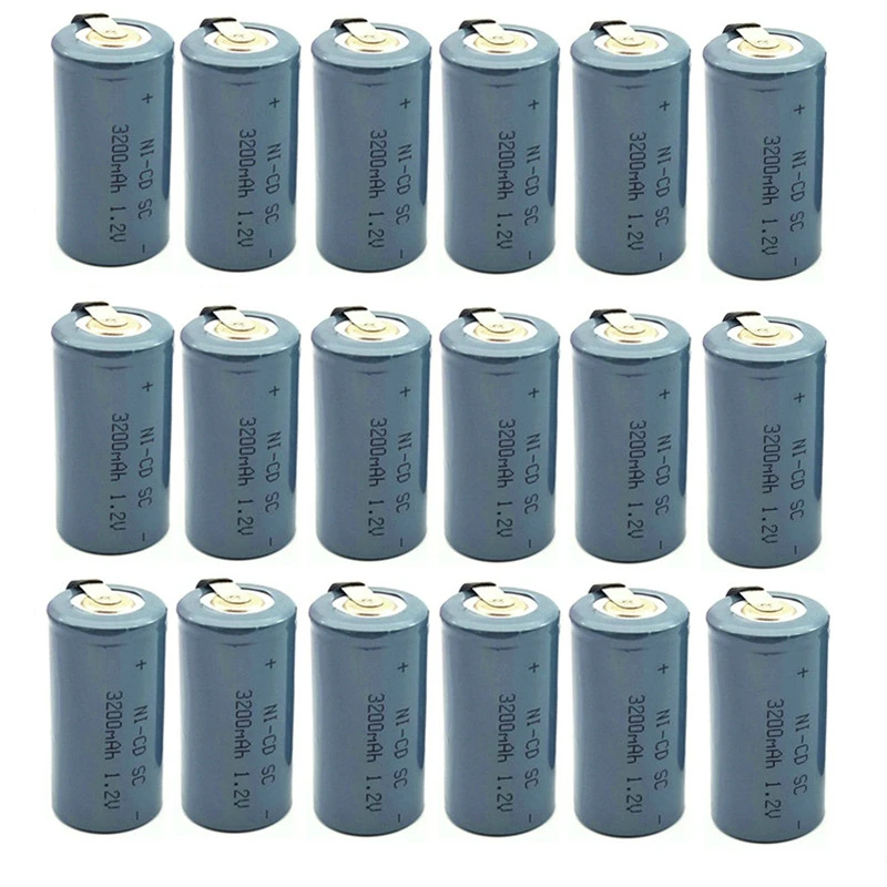 20pcs quality SC Ni-CD battery 3200mah rechargeable replacement 1.2V with tab an Extension Cord Processed | Электроника