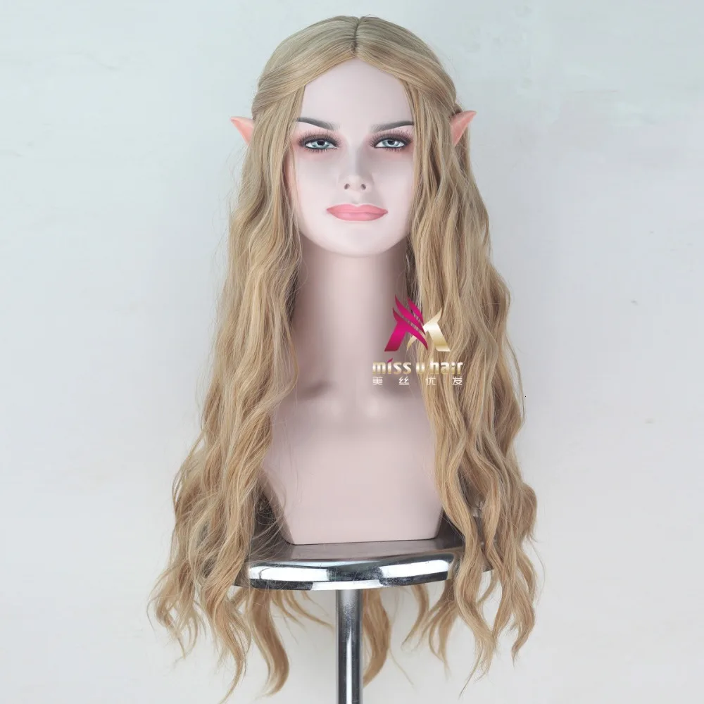 Женский парик из фильма Властелин Колец длинный золотой волнистый волос для