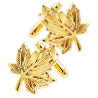 mens light luxury gold leaf cufflinks ladies shirt cufflinks french business cufflinks metallic gold maple leaf