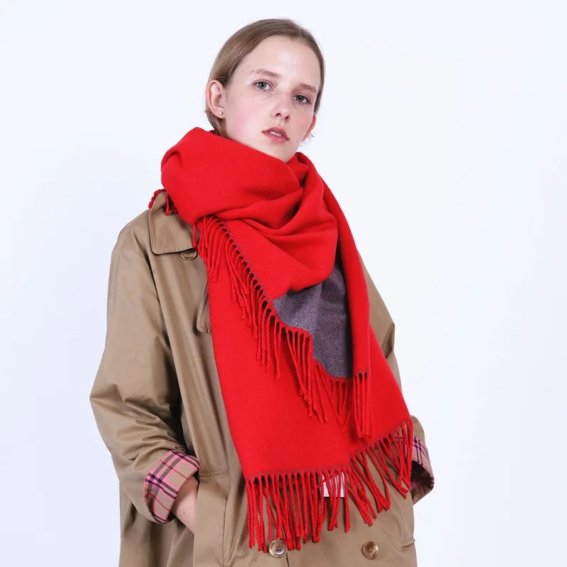 

Winter 2019 Korean version of the new cashmere-like shawl thicker warm women's scarf double-sided women's shawl couple scarf
