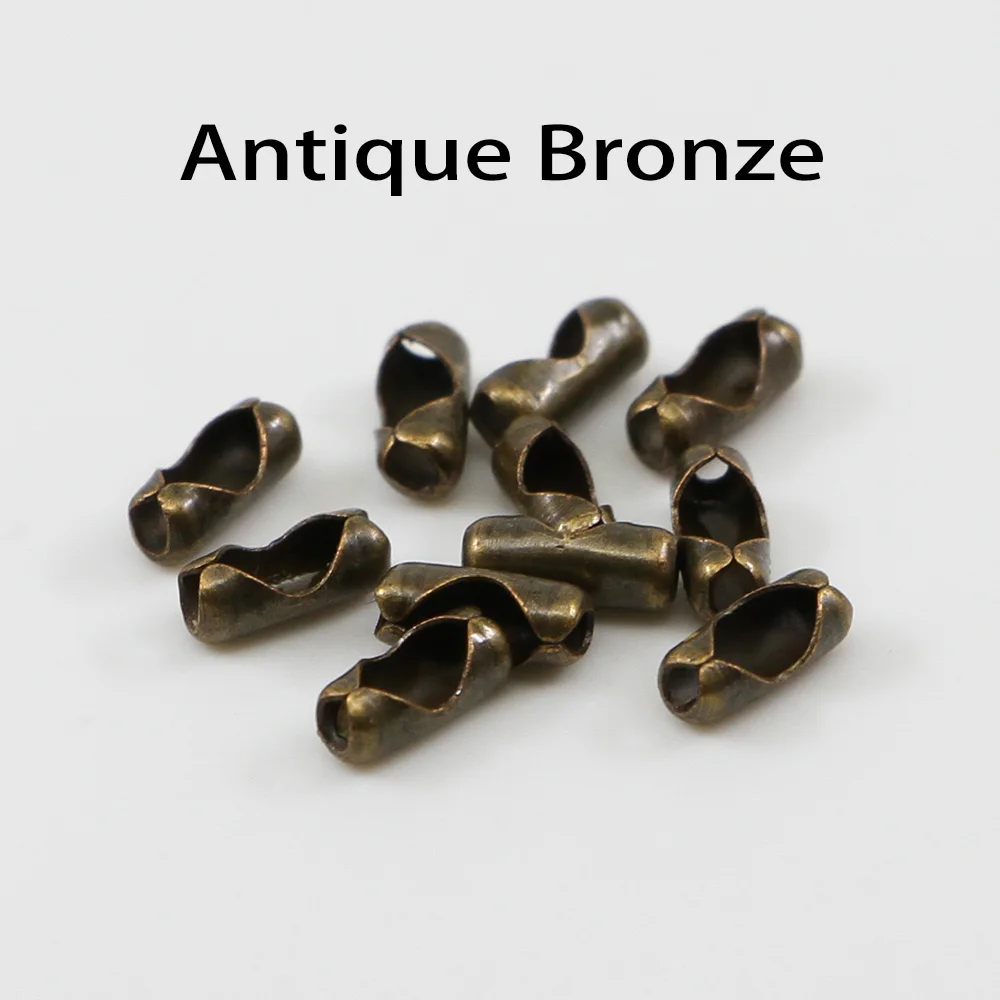 Antique Bronze 200 шт./партия 1,5/2,0/2,4/3,2 мм соединения шаровой цепи застежки золото/серебро для самостоятельного изготовления браслетов Цепочки и ожерелья ювелирные изделия бисерная цепочка для изготовления - Цвет: Antique Bronze