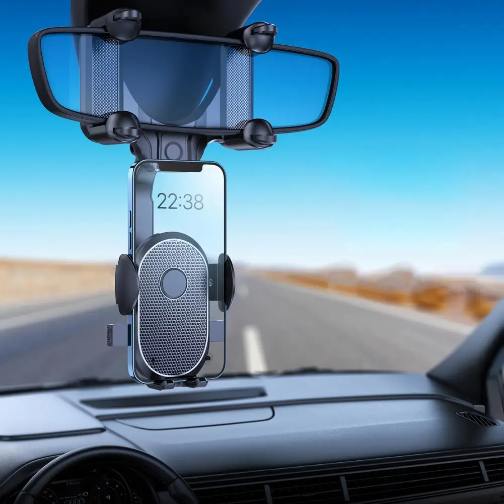 phone holder for cars 360 degree rotation driving tools on rearview mirror steady car phone holders with clip for car truck free global shipping