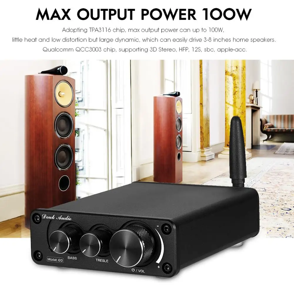 Цифровой мини-усилитель Douk Audio G3 Bluetooth 5 0 TPA3116 Hi-Fi 2 каналов стерео аудиоусилитель с