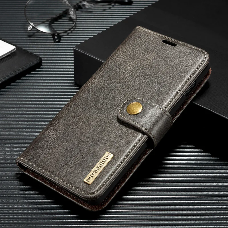 DG. Ming Роскошный кожаный чехол-бумажник для samsung S8, S9, S10, E, A6, A8 Plus, A7, A9,, A50, подставка, откидная крышка для Galaxy Note 10+ 9, 8 - Цвет: Серый