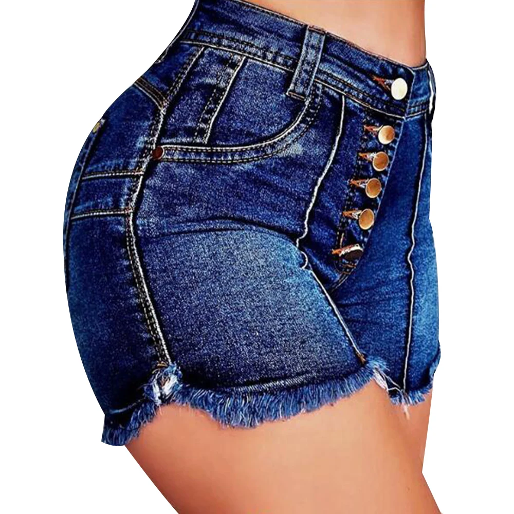 

Summer Shorts Women Elastic High Waisted Denim Jeans Blue Short Female Booty Shorts Ladies Casual Pocket Denim Shorts D30