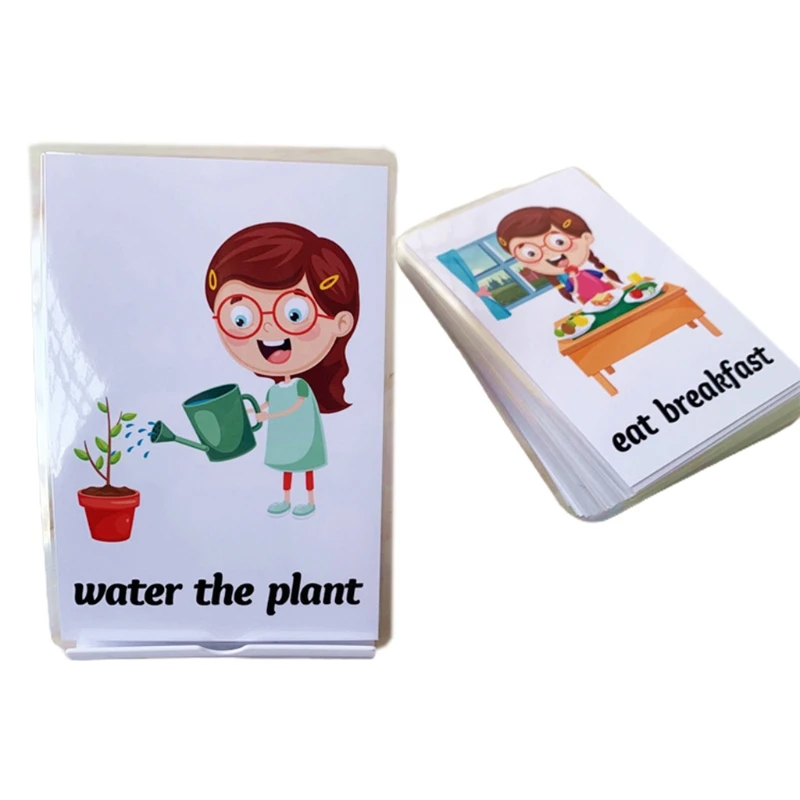 

34pcs English Early Learning Flash Cards For Kids Daily Behavior Life Education A2UB
