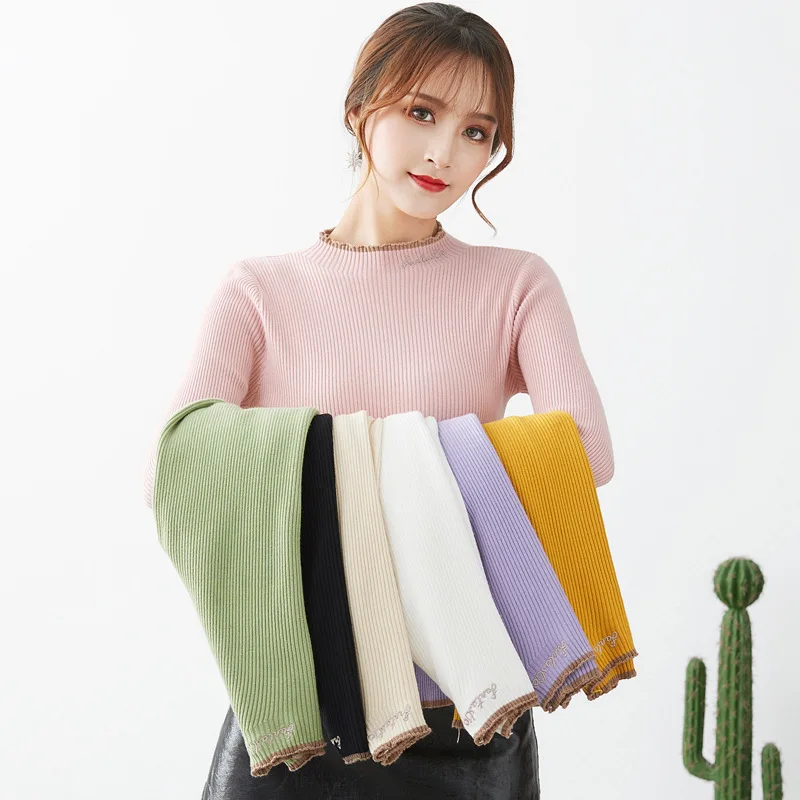 Простые пуловеры водолазка свитер для женщин тонкая трикотажная рубашка зимние