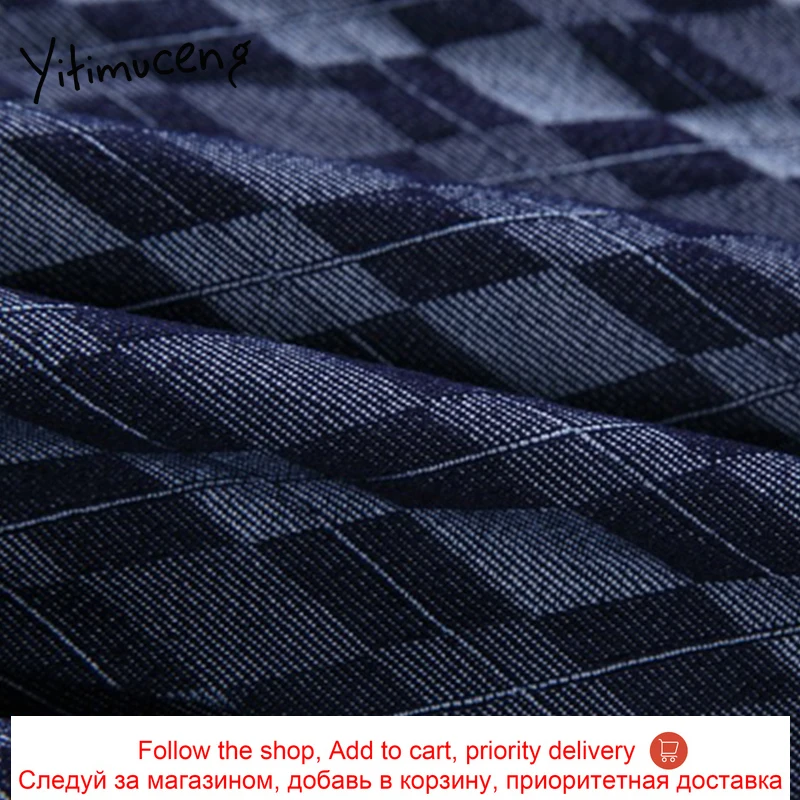 

Yitimuceng Plaid Skirts Womens High Waist Blue Mini Skirt Above Knee Clothing Spring Summer Korean Cute Sweet Girls Lined Skirt