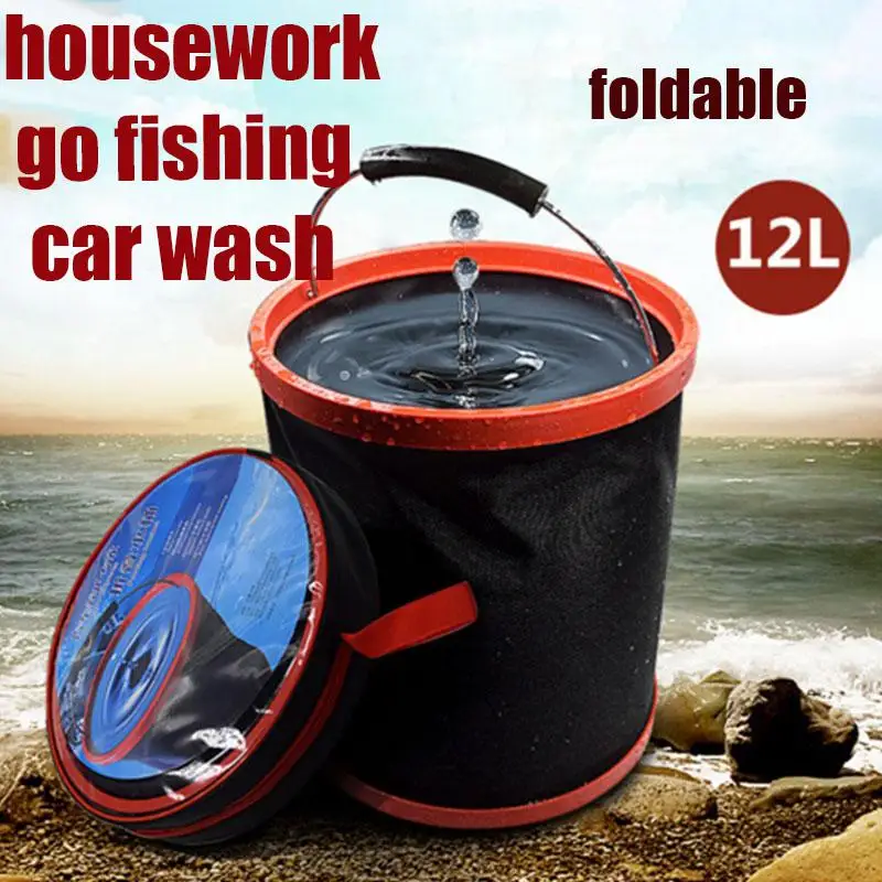 

12L Car Wash Bucket Portable Large-Capacity Outdoor Camping Fishing Folding Water Bucket Car Bucket Car Storage Cleaning Tools