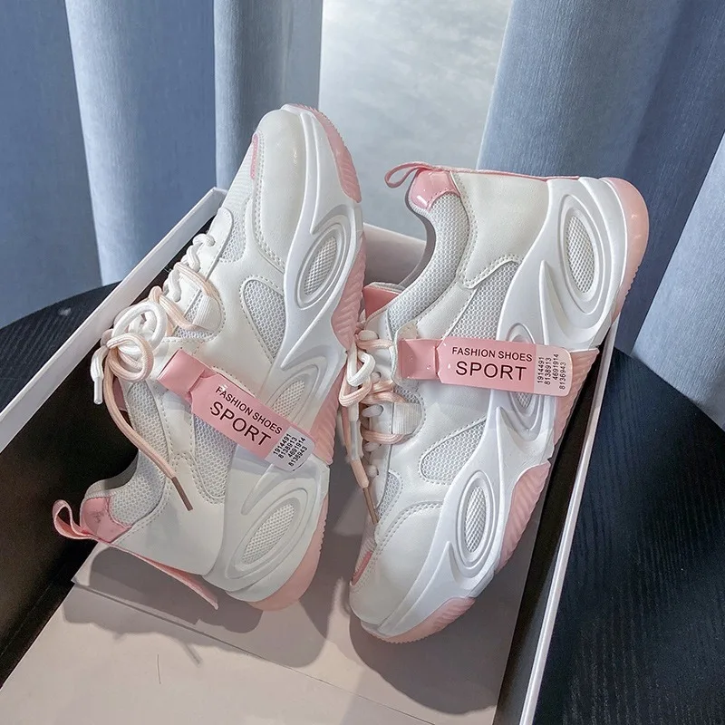 

2020 spring Sneakers Women Vulcanized Shoes Woman Breathable non-slip lace-up Mesh Platform Sneakers Casual Flats zapatos mujer
