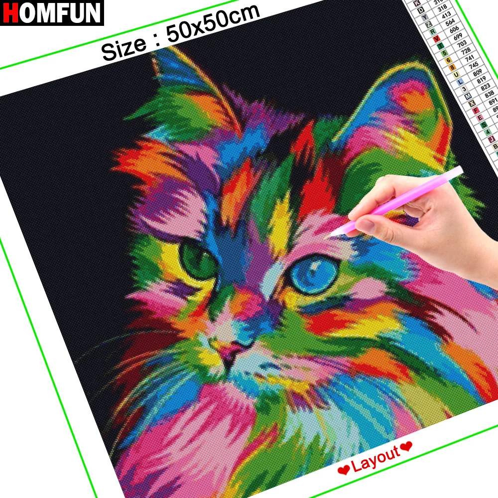 Алмазная живопись HOMFUN сделай сам картина с изображением животного кота