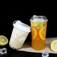50pcs 9cm caliber u shape thicken injection disposable coffee cup 500ml700ml cold drink juice milk tea plastic cups with lid