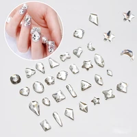 nail art rhinestone accessories flat transparent white crystal glass stone mixed shape fashion 3d fingernail diy decoration 30pc
