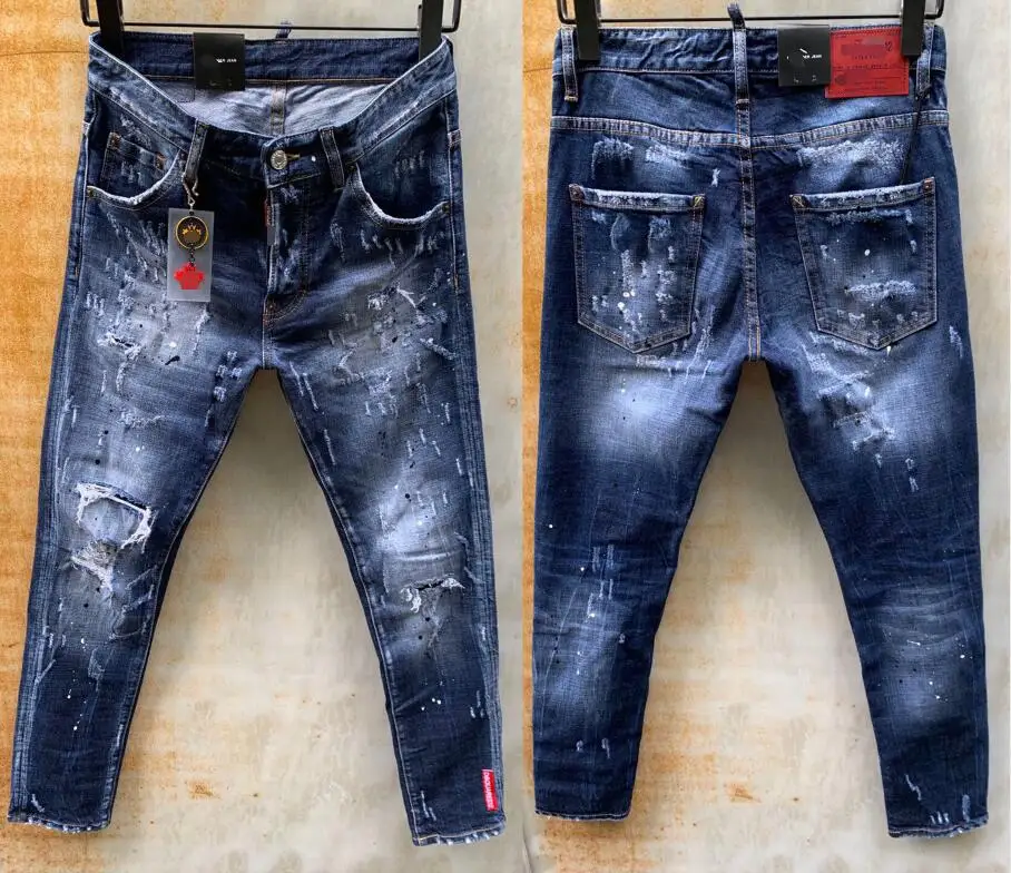 

NEW Men Jeans Ripped for Men Skinny DSQ D2 Jeans Pants Men Jeans Zipper Outwear Man Pants 1 order
