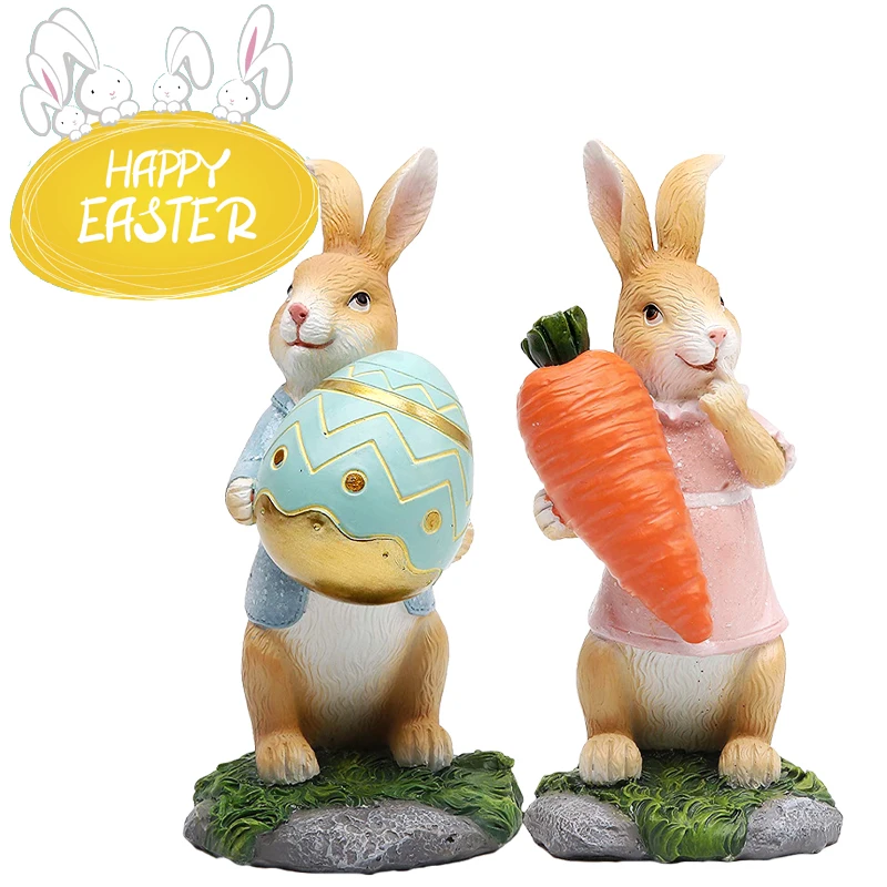 

Bunny Hug Carrots Bunny Hug Egg Figurines Easter Resin Crafts Bunny Ornament Simulated Garden Decoration Desktop Decorations