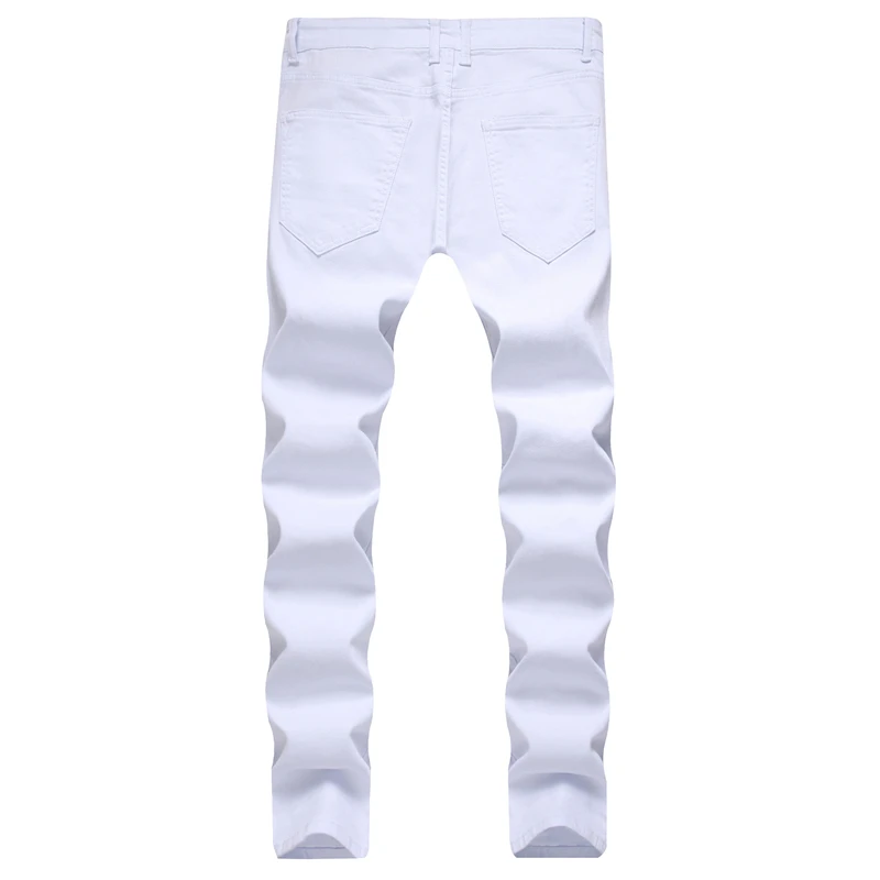 men's jeans spring High street Hip hop Hole ripped denim trousers men zipper design fashion Straight Slim skinny jeans men