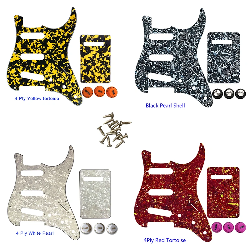 

Pleroo Guitar Pickguard - For USA\ Mexico Fd Strat 72' 11 Screw Hole Standard St & Back Plate & Control Knob Multi Color Choice