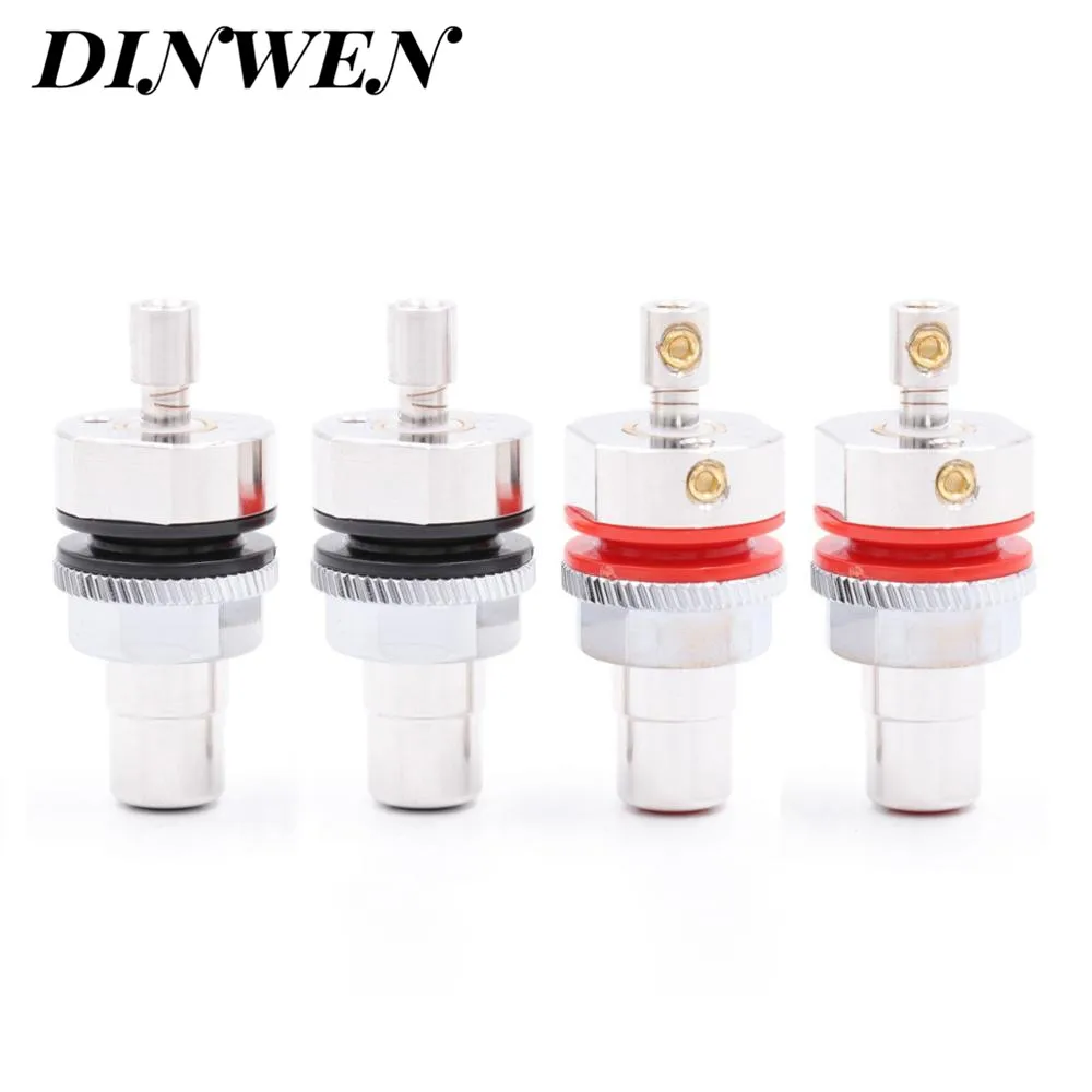 RhodiumPlated-4PCS Viborg чистый медь Female RCA разъем терминал 24K покрытие золотом и родием Hifi аудио видео сигнал вход выход розетка тефлон - Цвет: RhodiumPlated-4PCS