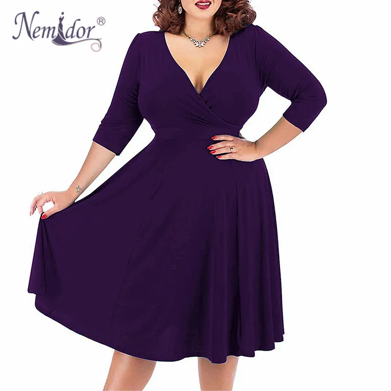 Платье Nemidor женское с коротким рукавом и треугольным вырезом|swing dress|a-line dressdress plus |