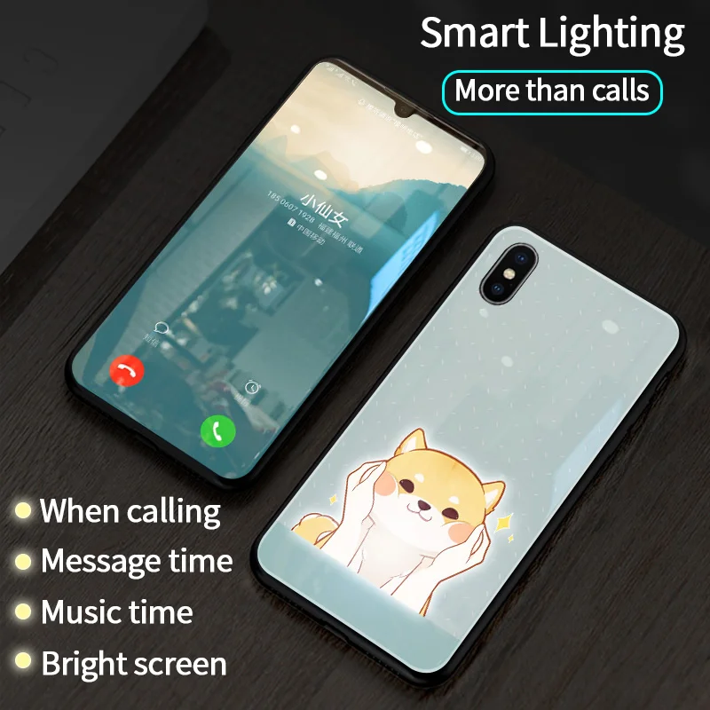 X-it Smart LED Glowing Phone Case For Apple iPhone X XS XR MAX 6 6S 7 8 Plus Cases Back Cover Cute Dogs Animal Funda | Мобильные