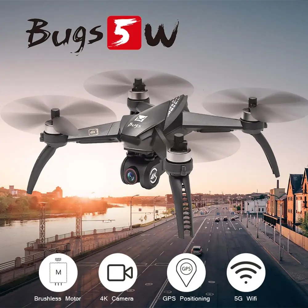 MJX Bugs 5 Вт B5W Радиоуправляемый Дрон с камерой 4K 5G Wi Fi бесщеточный квадрокоптер GPS