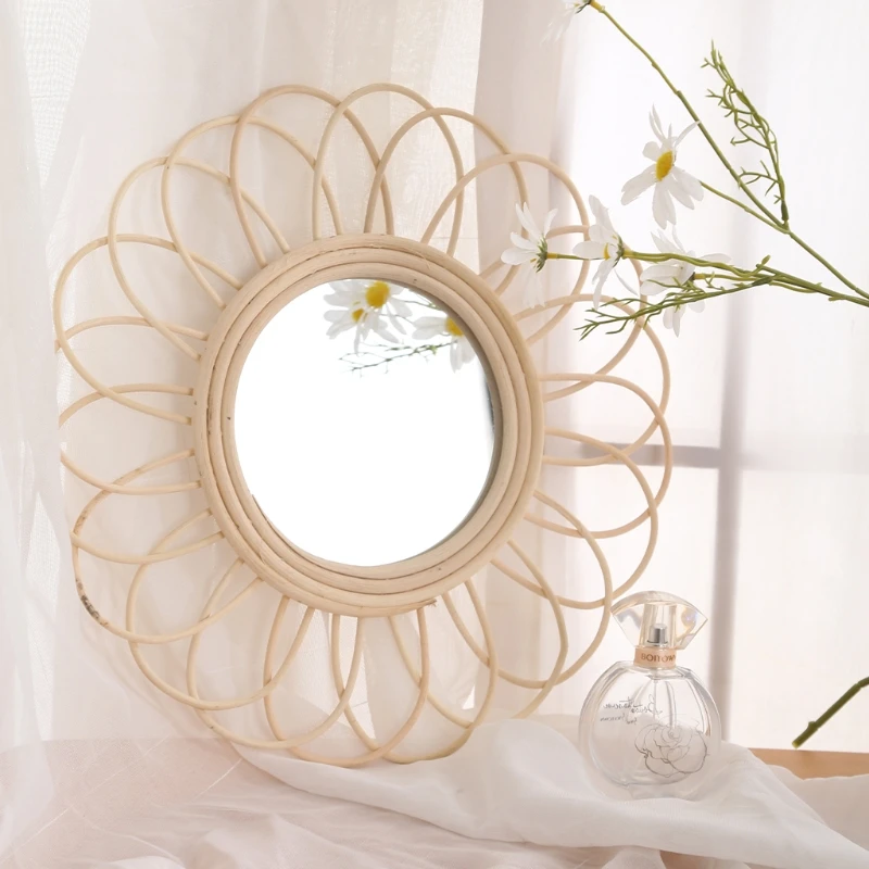 

Rattan Dressing Mirror Innovative Art Decor Makeup Mirrors Bathroom Bedroom Wall Hanging Mirror
