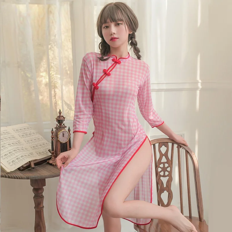 

Cosplay clothing plays fun underwear women's uniform temptation side slit Republic of China student sexy cheongsam suit