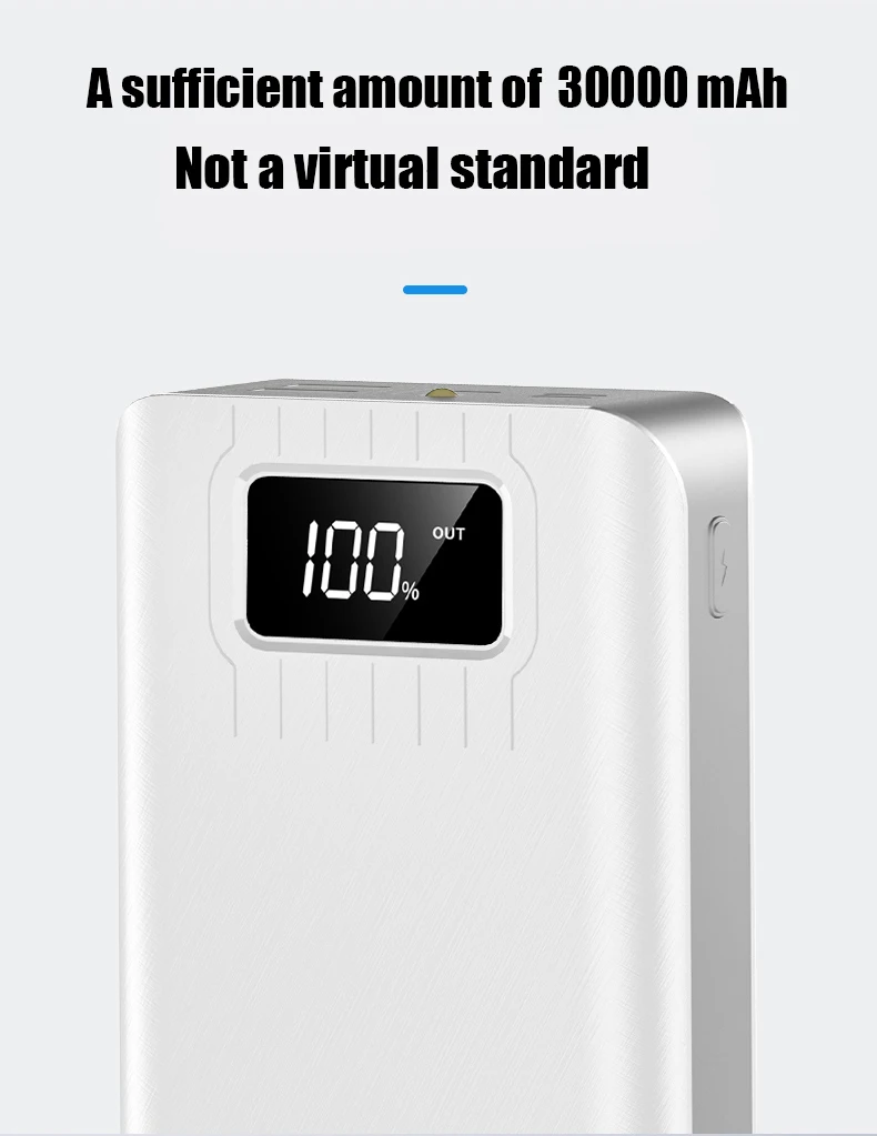 Внешний аккумулятор 30000 мА/ч, внешний аккумулятор, 2 USB, светодиодный, PoverBank, type-c, портативное зарядное устройство для телефона OnePlus Xiaomi