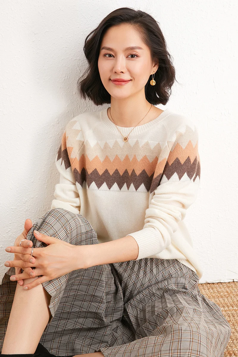 Autumn Winter Female Long Sleeve Sweater Thickening Warm Women 100% Cashmere O-neck Sweater Women's Knitting Jumper Sweater