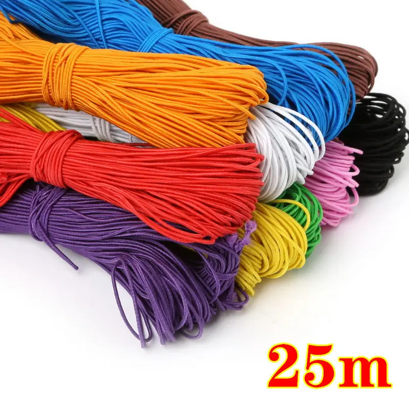 

25 Meters High Elastic Band Rope Multicolor Round Elastic Rubber Bands for DIY Knitting Sewing Jewelry Accessories Craft Supply