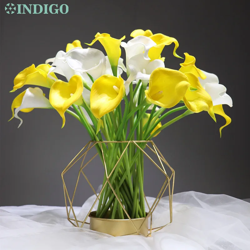 

Индиго- (35 шт. Calla + ваза) PU Calla Real Touch Calla Lily декоративный искусственный цветок домашний декор для стола