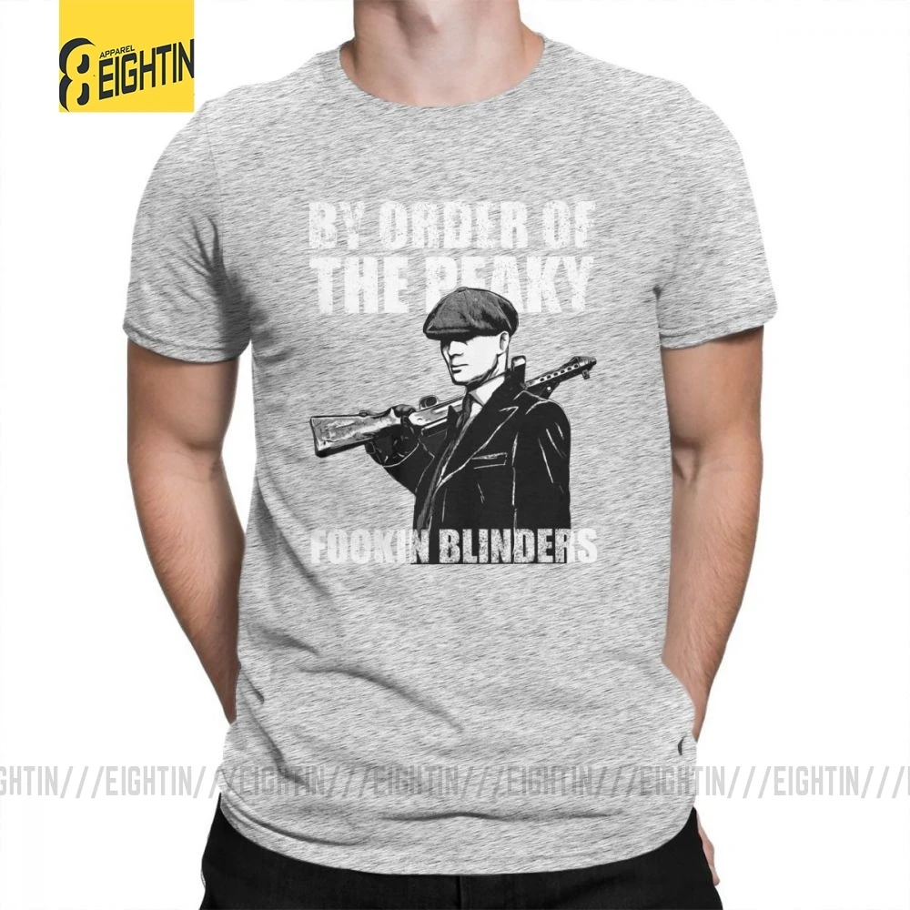 Футболки The Peaky Fookin blinds, хлопок, короткий рукав, круглый вырез, одежда для мужчин, футболки, винтажные, уникальные, 4XL, футболка - Цвет: Серый