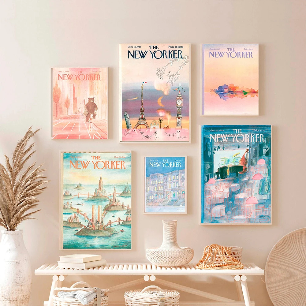 

New Yorker Magazine Cover Poster For Soft Interior Colors Abstract Vintage Print Wall Art Picture Canvas Painting Home Decor