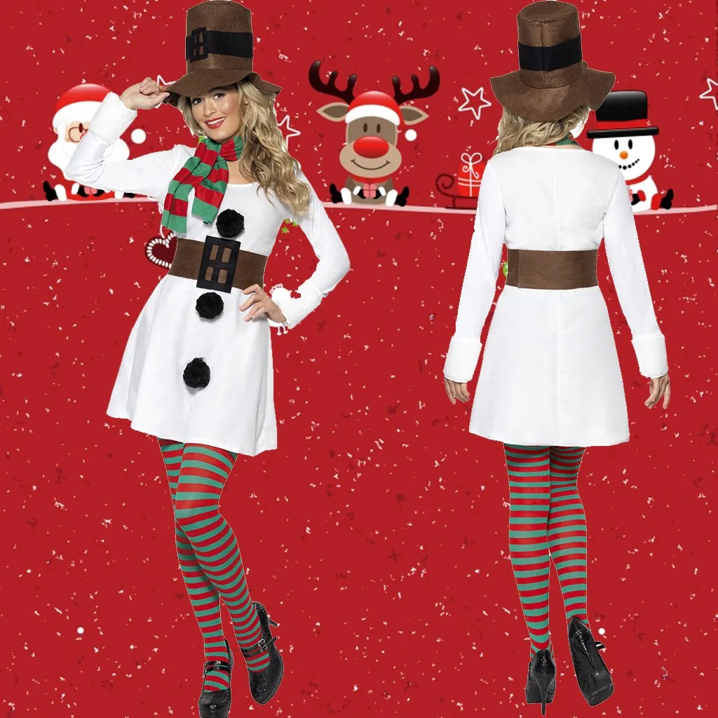 Рождественское женское платье женские платья модные белые снеговики