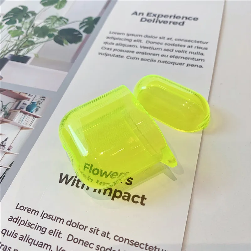Простой флуоресцентный цветной чехол для Apple Airpods 2/1 модный симпатичный глянцевый
