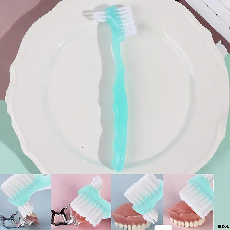 

Щетка для чистки зубных протезов, щетинки с резиновой ручкой, щетка для накладных зубов, для полости рта