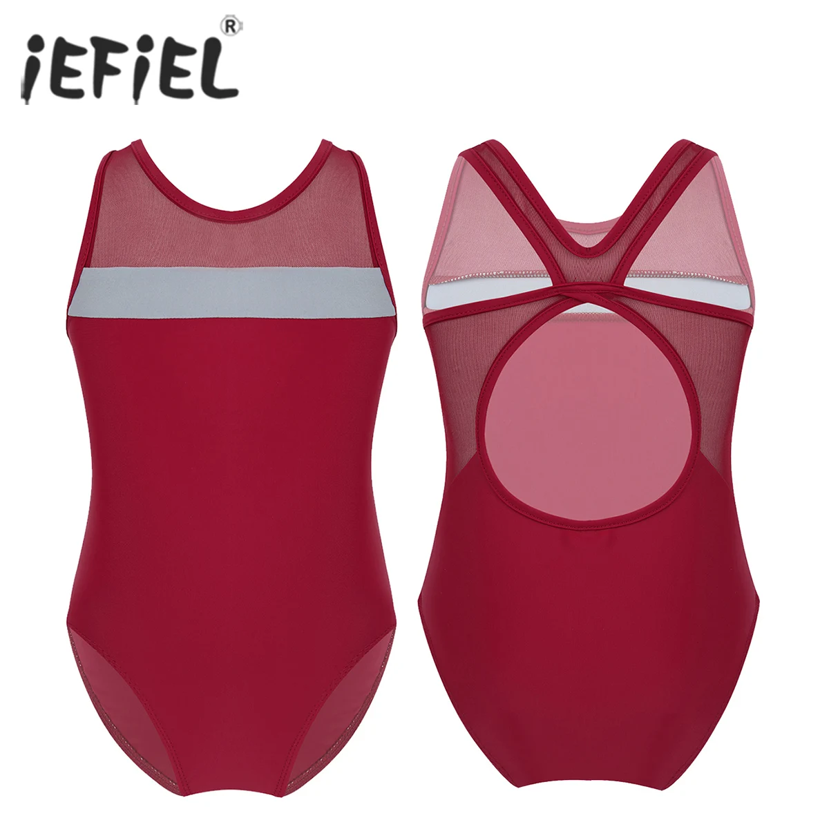 

iEFiEL Teen Kids Ballerina Costumes Splice Back Hole Professional Ballet Dance Gymnastics Leotard Girls Dance Wear Tutu Bodysuit