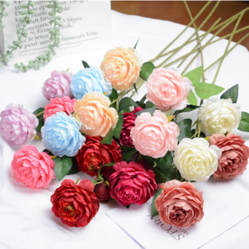 

65CM high quality 3 heads peony artificial artificial silk flowers for home decoration wedding decoration garden decoration