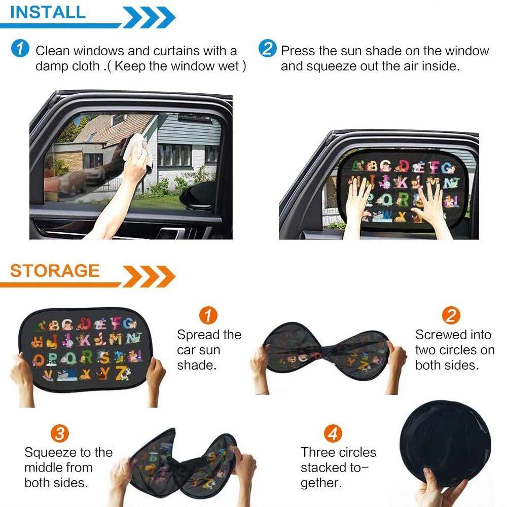 Детский мультяшный козырек Алфавит солнцезащитный детский автомобиль окно -