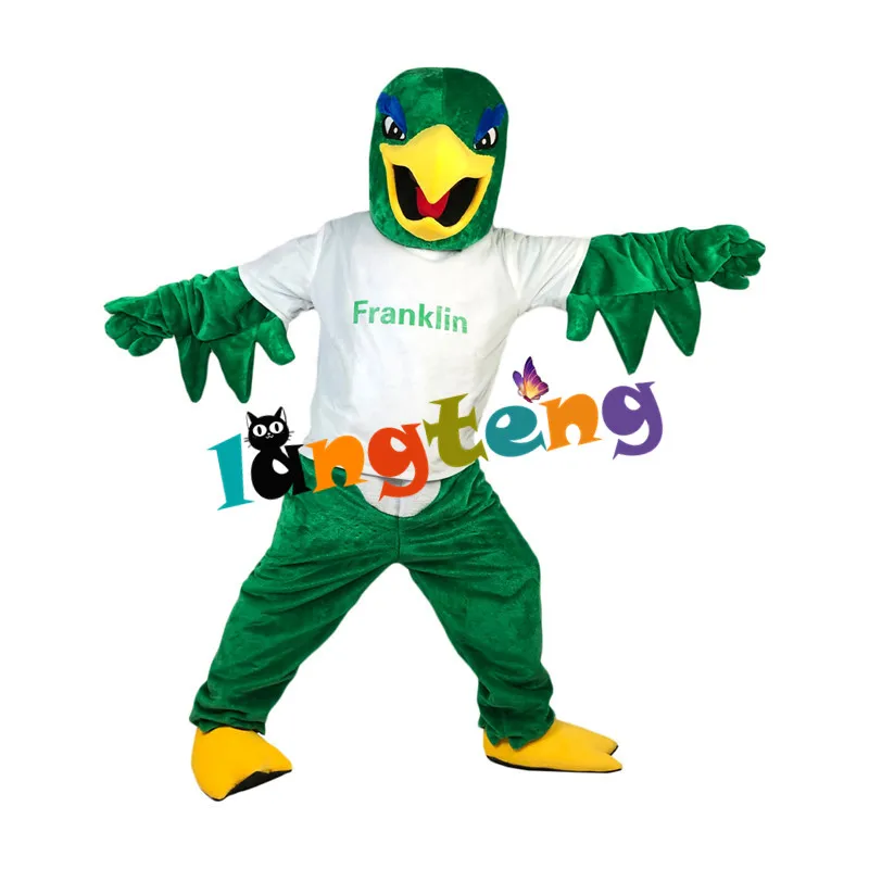 1001 New Design High Quality Cartoon Promotional School Sport Green Eagle Mascot Costume
