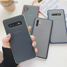YHBBCASES Матовые прозрачные чехлы для телефонов Samsung Note 10 Galaxy S8 S9 S10 Plus с цветной блокировкой и рамкой