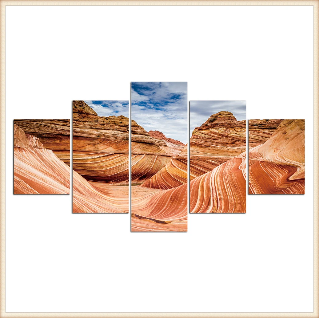 

Posters Wall Art Home Decor for Living Room Painting Wall Art Anime Poster HD 5 Pieces Scenic Snow-capped and Lakes Pictures