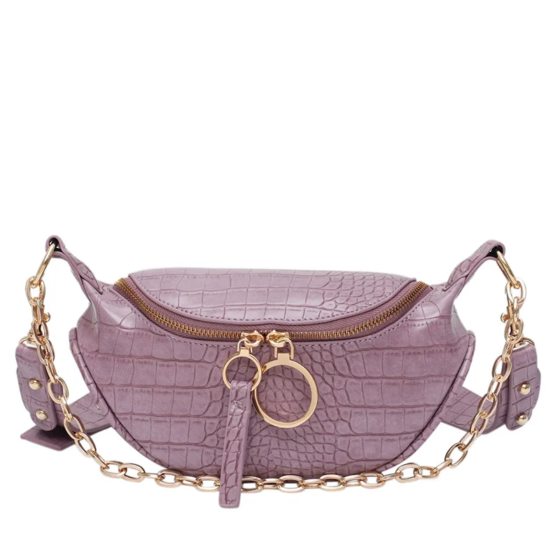 

[BXX] Crocodile Pattern PU Leather Bags For Women 2021 Autumn Elegant Handbags Lady Travel Fashion Chain Chest Waist Bag HM311