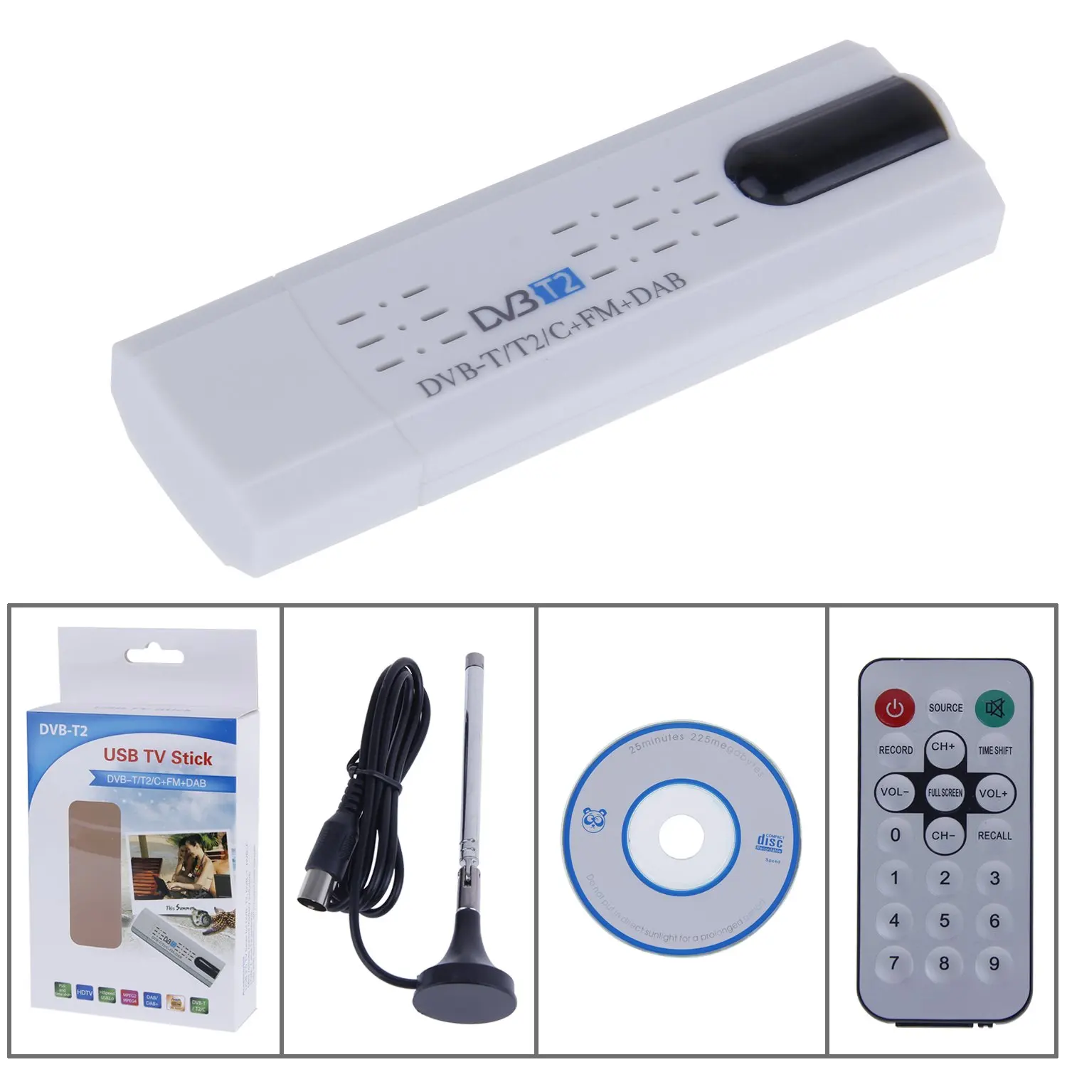 USB ТВ-тюнер DVB T2 DVB-T/C FM DAB с антенной пульт дистанционного управления HD 1080P MPEG-2 MPEG-4