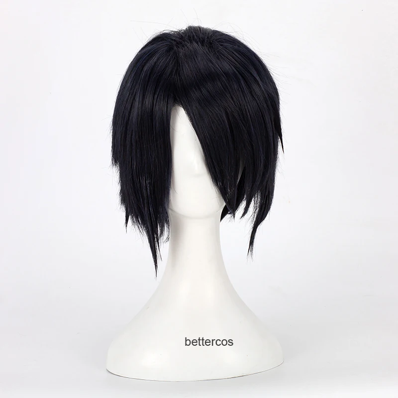Парик для косплея Uchiha Sasuke короткие черные термостойкие синтетические волосы