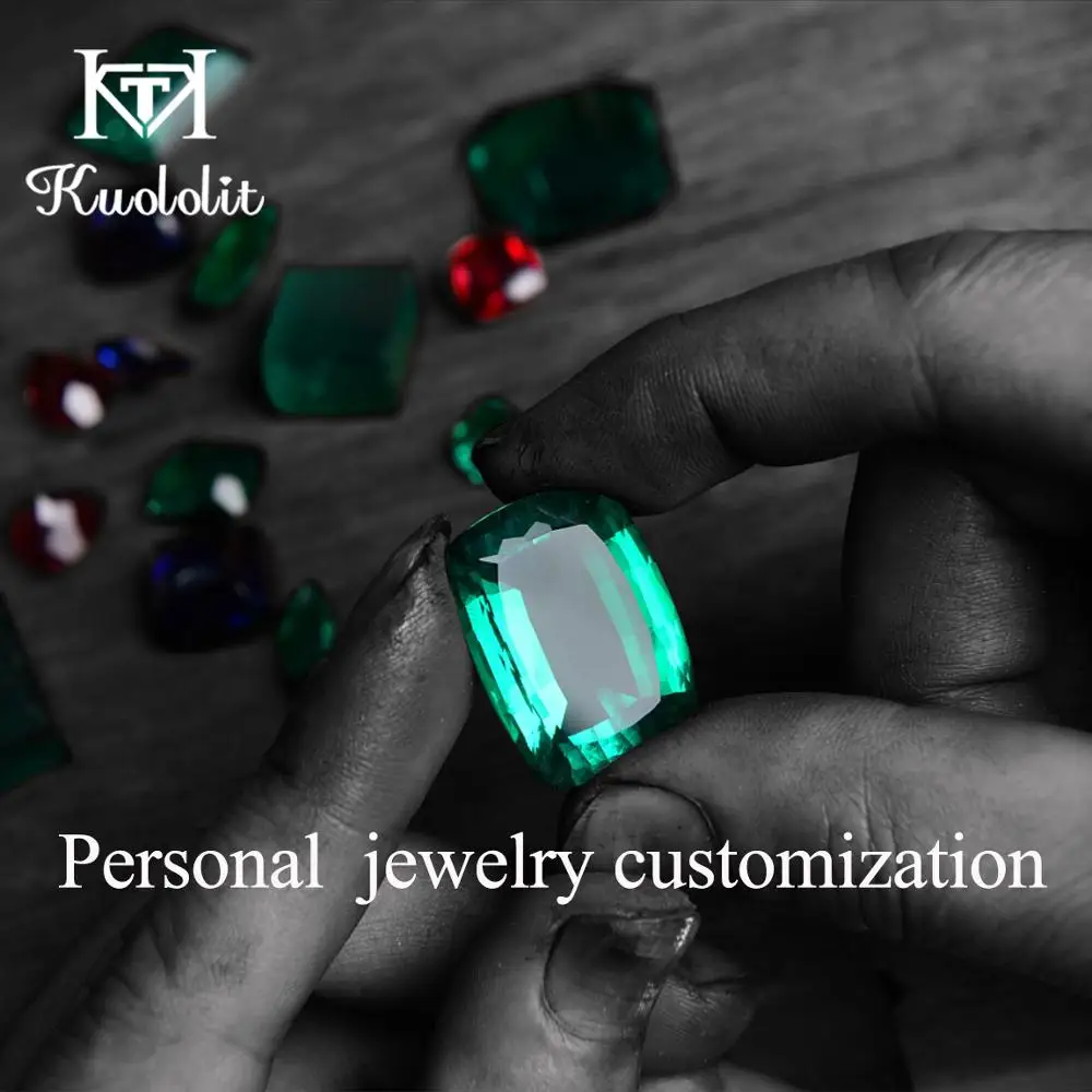 

Kuololit Customize OEC Moissanite рубиновый Изумрудный сапфир кольцо из цельного золота и серьги ювелирные украшения обручальные кольца для женщин
