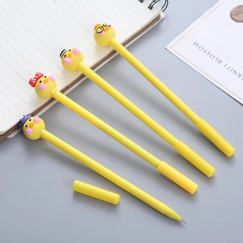 Пластик Милая желтая утка гелевая ручка канцелярские принадлежности для